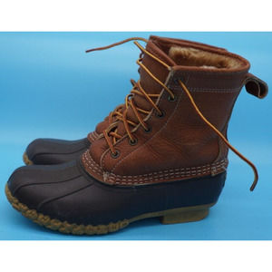 LL BEAN 8" Duck Boots ~ SHEARLING LINED Tan ~ Womens 7 M